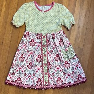 Matilda Jane Green and Pink Floral Kids Dress size 8